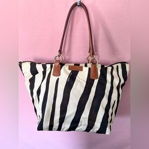 Dooney zebra canvas & leather large tote
